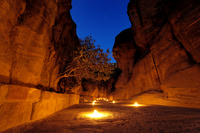 Corridor with candles at Petra